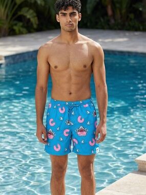 NWT M, 2XL No Boundaries Pool Party Swim Trunks Men’s Graphic Print Board Shorts